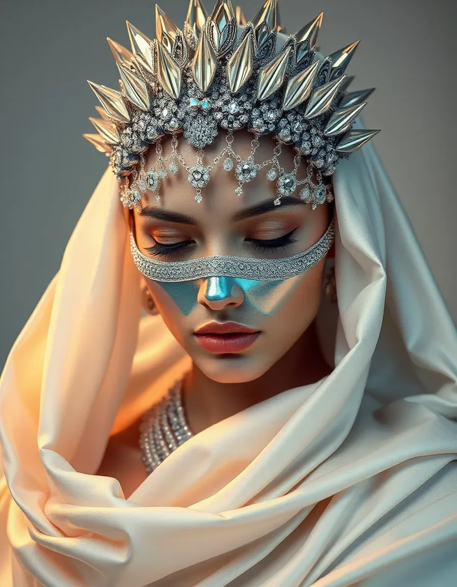 Silver crown and a jeweled mask — Silver crown and a jeweled mask. Natural photographic detail, balanced composition, expressive light and clear subject separation. Create a new…