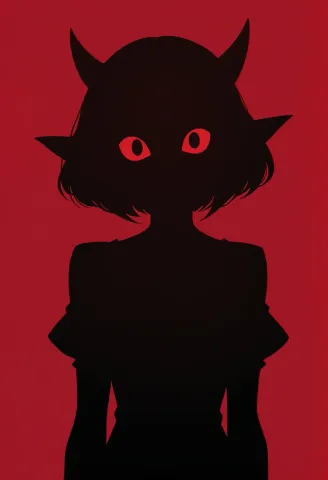 Red and black horned silhouette — Red and black horned silhouette. Expressive illustration, harmonious colors, a clear focal point and carefully arranged details. Create a new…