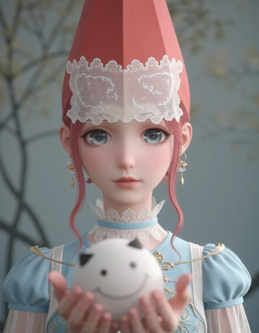 Pastel cone hat doll — Pastel cone hat doll. An imaginative character study with distinctive materials, expressive posture and cinematic lighting. Create a new interpretation…