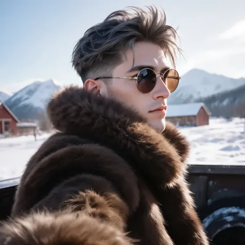 Winter sunglasses portrait — Winter sunglasses portrait. Natural photographic detail, balanced composition, expressive light and clear subject separation. Create a new…