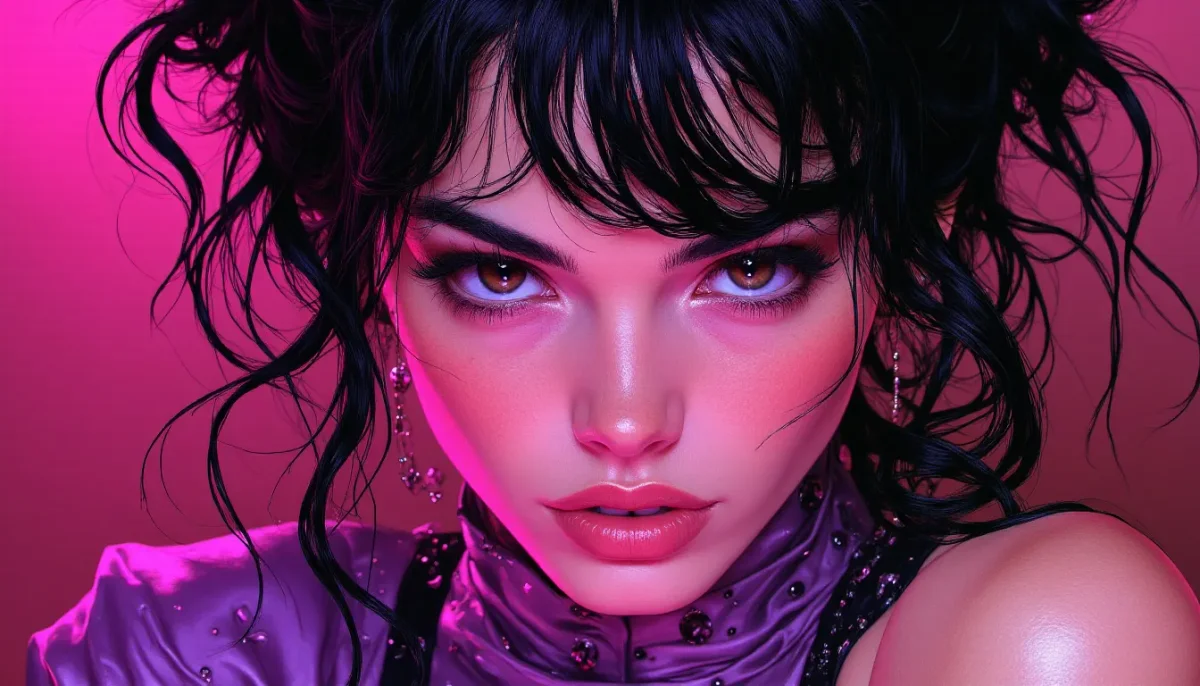 Magenta light illustrated portrait — Magenta light illustrated portrait. Expressive illustration, harmonious colors, a clear focal point and carefully arranged details. Create a…