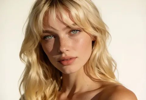 Soft light blonde portrait — Soft light blonde portrait. Natural photographic detail, balanced composition, expressive light and clear subject separation. Create a new…