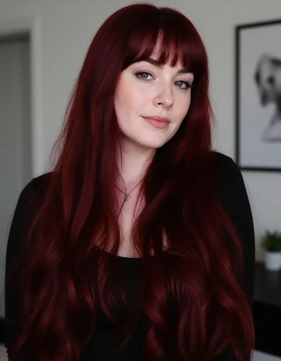 Dark red hair studio portrait — Dark red hair studio portrait. Natural photographic detail, balanced composition, expressive light and clear subject separation. Create a new…