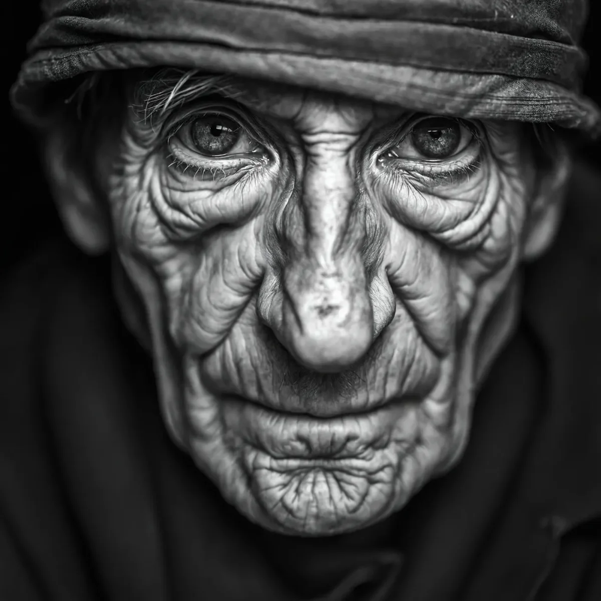Weathered black and white portrait — Weathered black and white portrait. Natural photographic detail, balanced composition, expressive light and clear subject separation. Create…