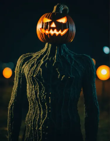 Pumpkin headed autumn figure — Pumpkin headed autumn figure. An imaginative character study with distinctive materials, expressive posture and cinematic lighting. Create a new…