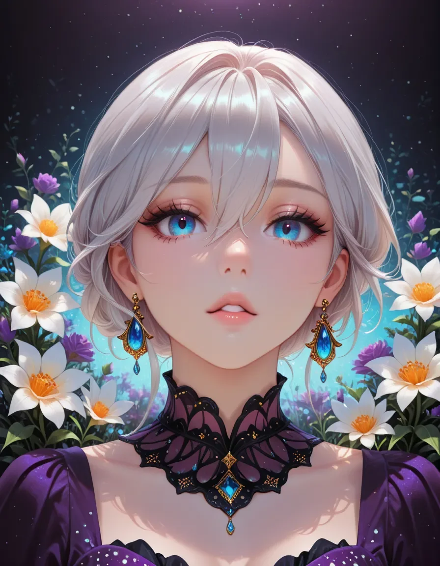 Silver haired floral illustration — Silver haired floral illustration. Expressive illustration, harmonious colors, a clear focal point and carefully arranged details. Create a…