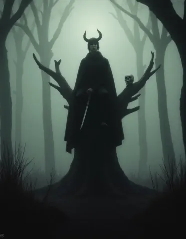 Antlered silhouette in fog — Antlered silhouette in fog. Expressive illustration, harmonious colors, a clear focal point and carefully arranged details. Create a new…