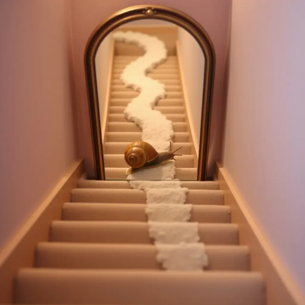 Surreal foam flowing down stairs — Surreal foam flowing down stairs. Expressive illustration, harmonious colors, a clear focal point and carefully arranged details. Create a new…