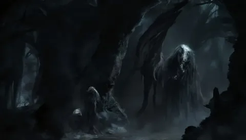 Misty shadows in a dark cavern — Misty shadows in a dark cavern. An atmospheric environment with layered depth, coherent lighting and rich environmental detail. Create a new…