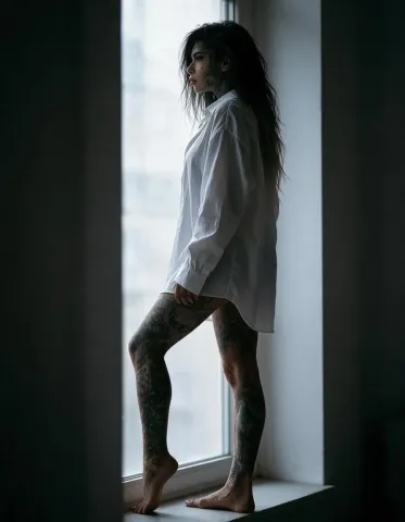 Silhouette by a tall window — Silhouette by a tall window. Natural photographic detail, balanced composition, expressive light and clear subject separation. Create a new…