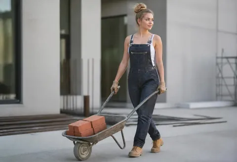 Overalls and wheelbarrow — Overalls and wheelbarrow. Natural photographic detail, balanced composition, expressive light and clear subject separation. Create a new…