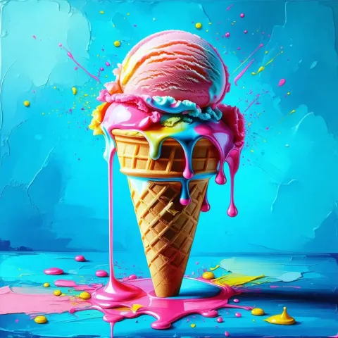 Color splashed ice cream cone — Color splashed ice cream cone. A carefully composed still life with clear material textures, controlled lighting and a clean focal point. Create a…