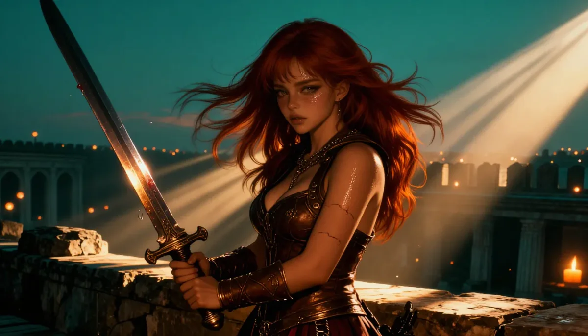 Sunlit fantasy swordswoman — Sunlit fantasy swordswoman. An imaginative character study with distinctive materials, expressive posture and cinematic lighting. Create a new…