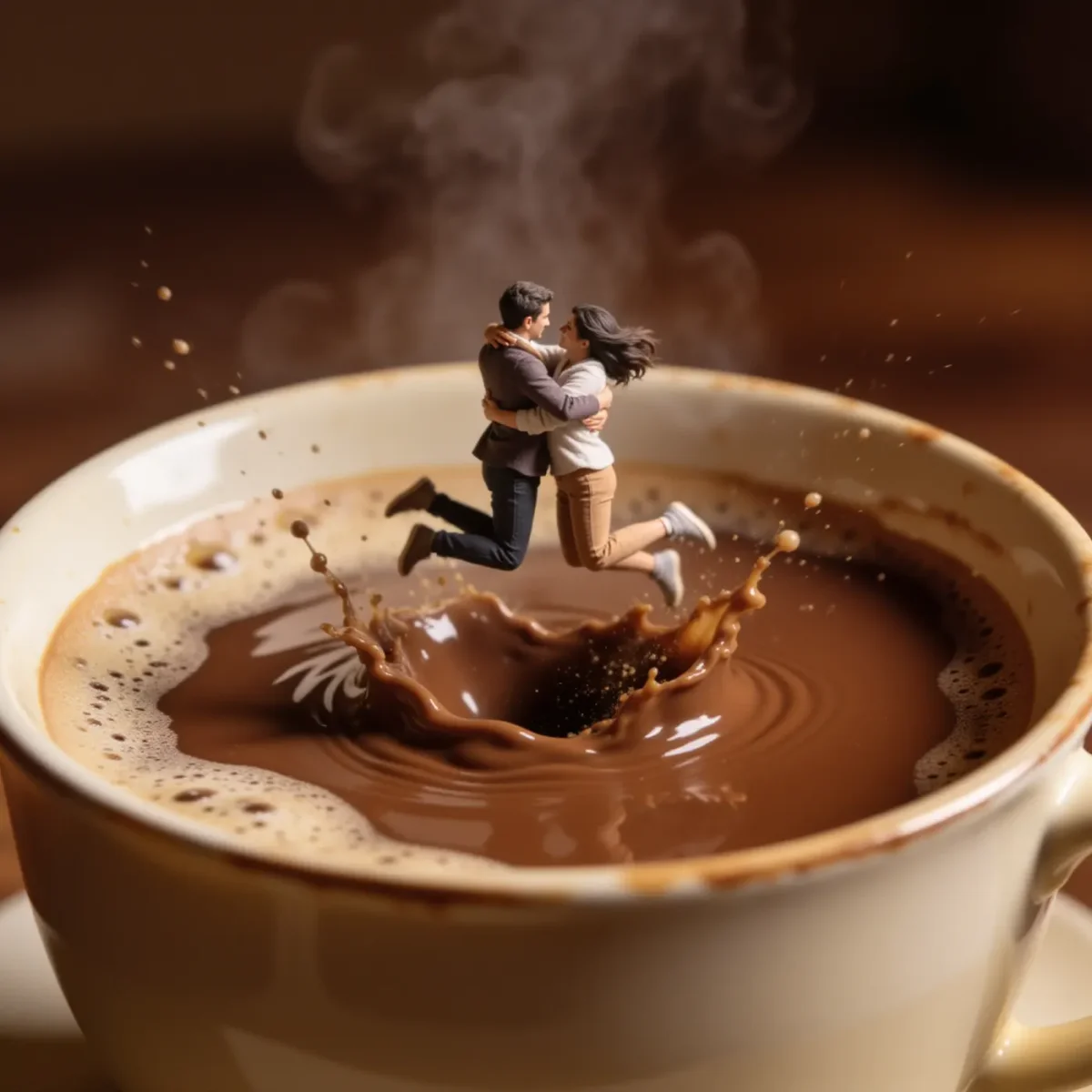 Tiny dancers in coffee — Tiny dancers in coffee. Expressive illustration, harmonious colors, a clear focal point and carefully arranged details. Create a new interpretation…