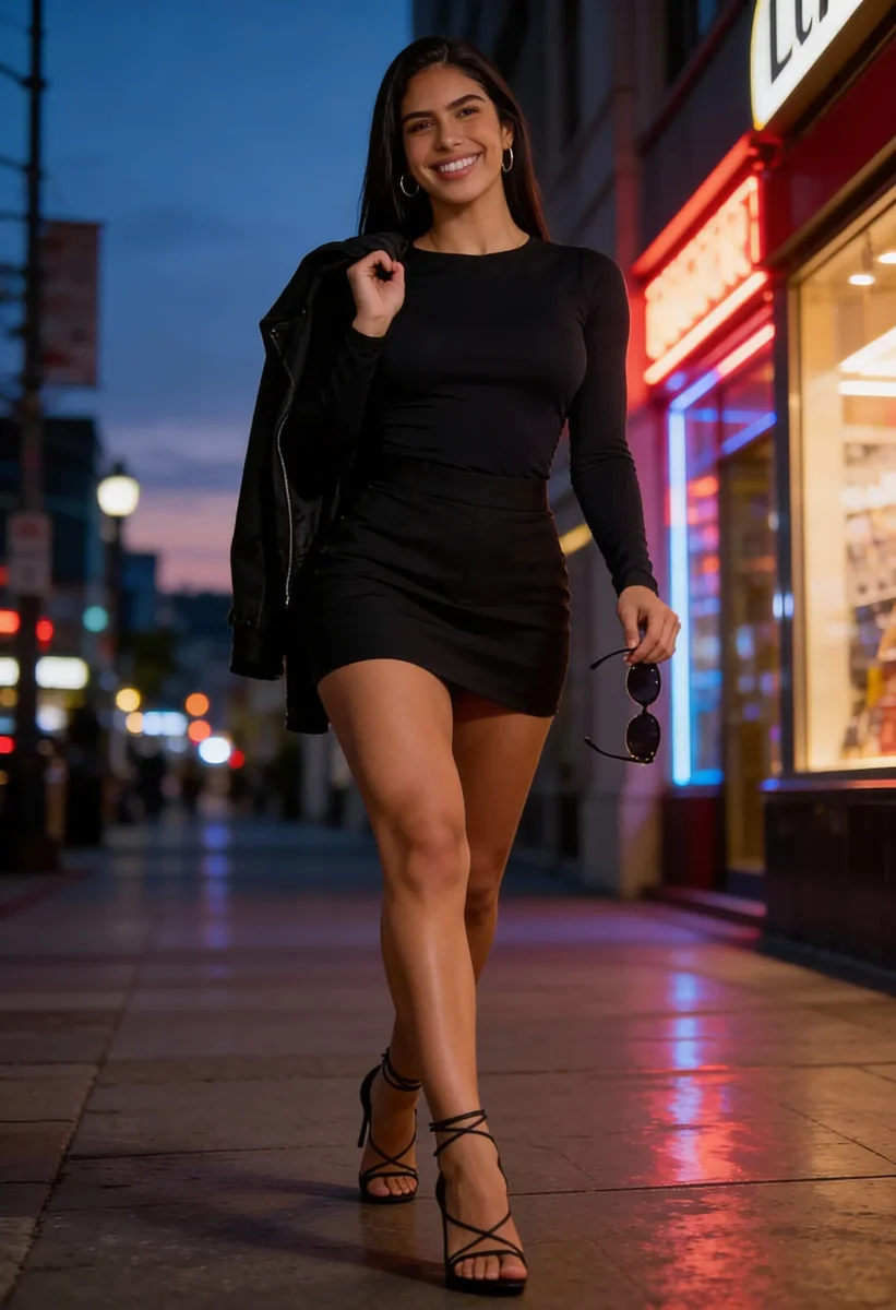 Evening street fashion — Evening street fashion. Natural photographic detail, balanced composition, expressive light and clear subject separation. Create a new interpretation…