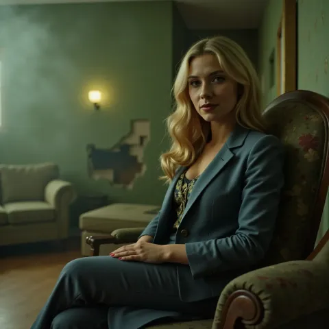 Blue suit in a vintage room — Blue suit in a vintage room. Natural photographic detail, balanced composition, expressive light and clear subject separation. Create a new…